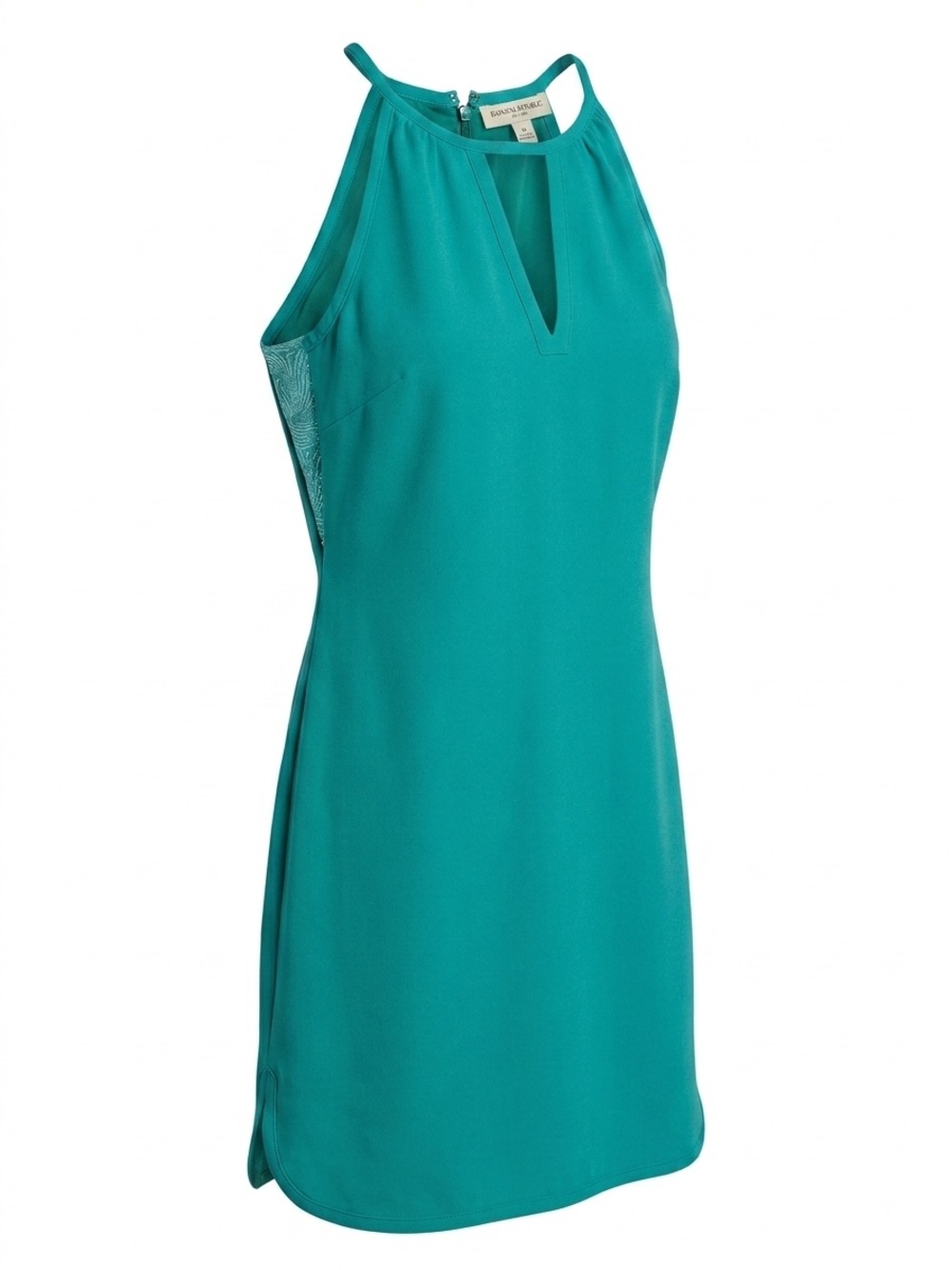 Banana Republic Teal Keyhole Halter Shift Dress Size 8 Chic Glitter Accent Panel